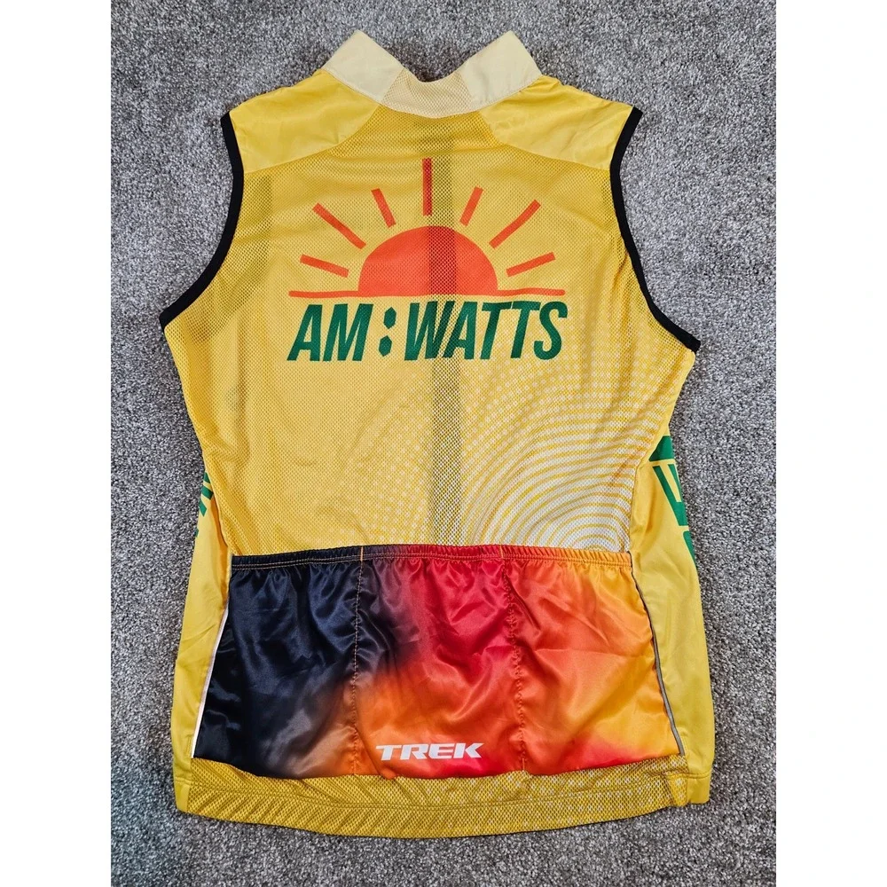 Trek AM:WATTS Cycling Vest Mens Medium Yellow Full Zip Mesh Back Gilet 40949